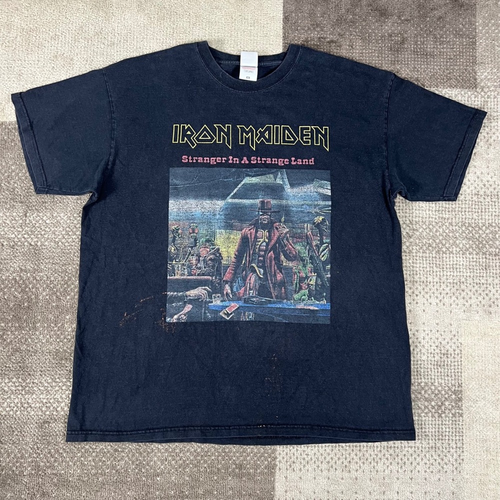 Vintage Iron Maiden Stranger In A Strange Land Black T-Shirt Mens XL Fruit Loom